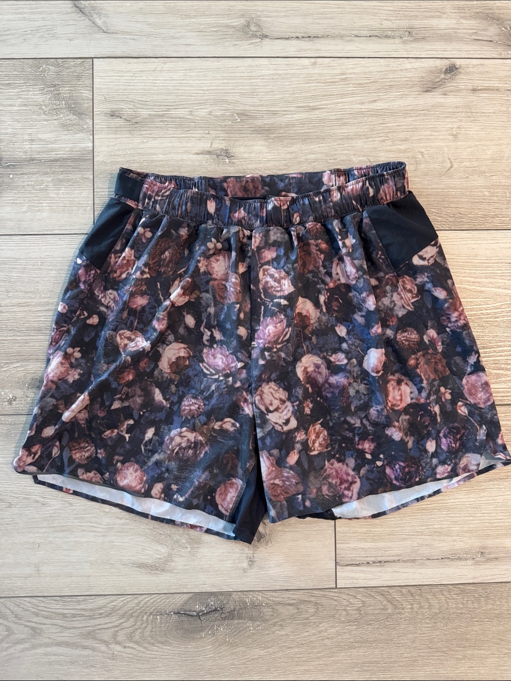 lululemon athletica Floral Print Athletic Shorts - Black and Pink